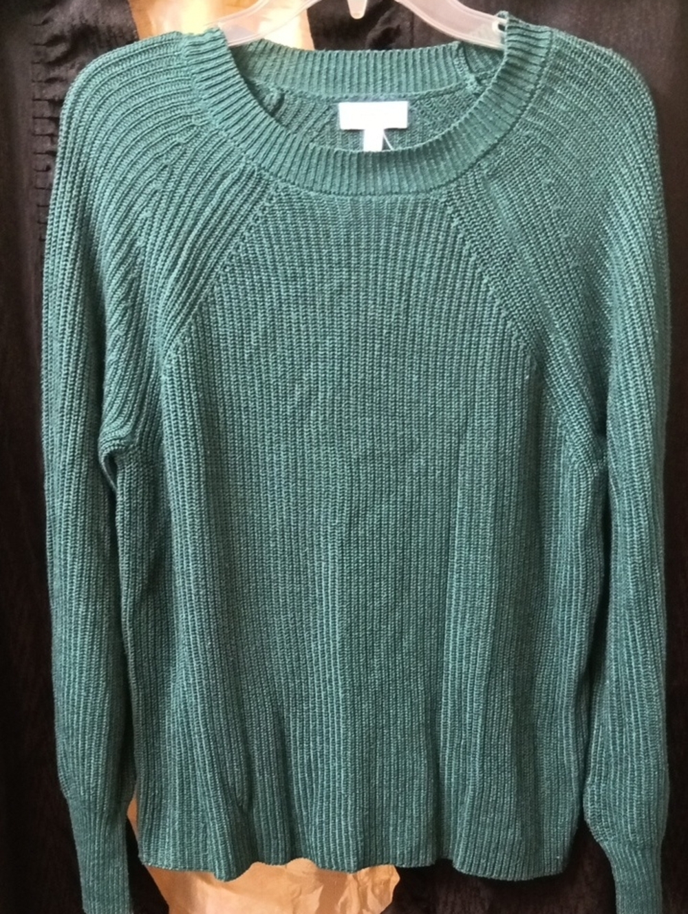 Women’s Crewneck Rib-Knit Sweater - Teal Green| Size M